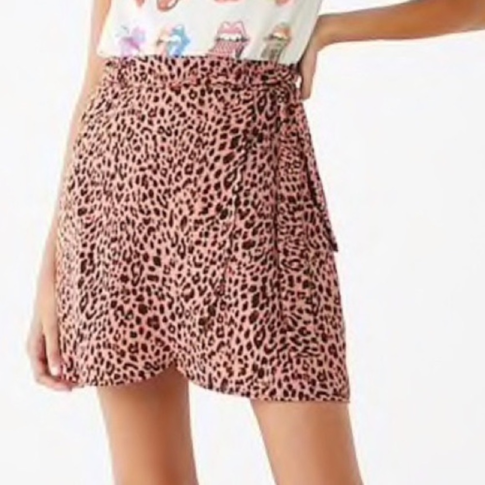 Summer Pink Leopard Print Skirt with Black Shorts Underneath Momokrom